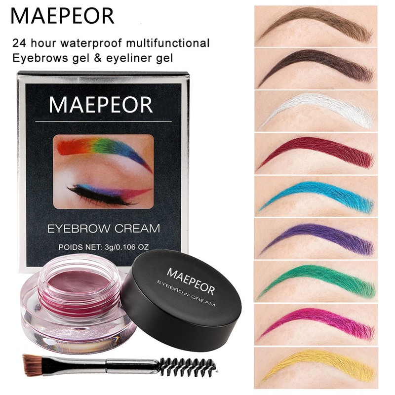 MAEPEOR 12 Colors Eyebrow Pomade Full-pigmented Long Lasting Waterproof Eyebrow