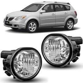 Nilight Fog Lights Assembly Compatible with 2003 2004 2005 2006 2007 2008 Toyota Matrix 2003-2008 Pontiac Vibe 2004-2010 Scion TC Clear Lens Fog Lamps Replacement with 9006 12V 55W Bulbs