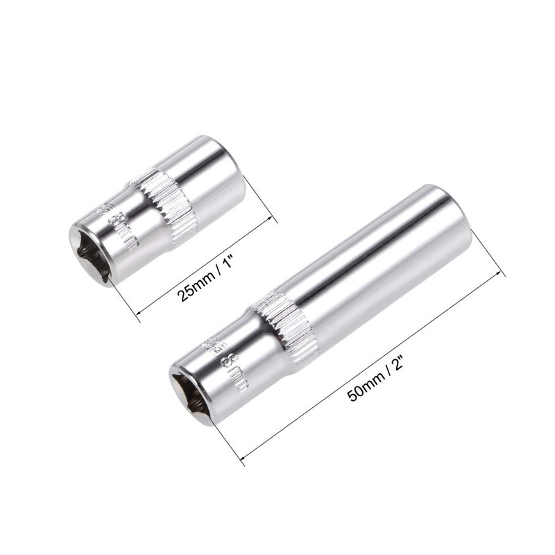 sourcing map 1/4-Inch Drive by 8mm Deep and Shallow Socket