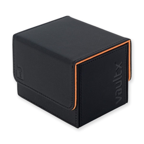 Vault X Exo-Tec Modular Sideloading Deck Box Module for 100+ TCG Cards. Detachable Magnetic Lid Fits Commander & Standard Trading Cards (Electric Orange/Black)
