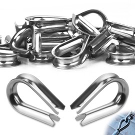 SWTYExt M6 Wire Rope Thimbles Pack of 25 Stainless Steel Thimbles 6 mm 304 Stainless Steel Cable Thimbles for Wire Rope Clips Steel Cable Washing Line Forestry Rope Awning Fixed