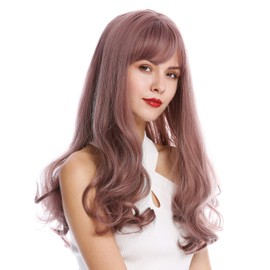WIG ME UP - D048-612 Women's Long Straight Curly Lace Pony Dark Pastel Pink
