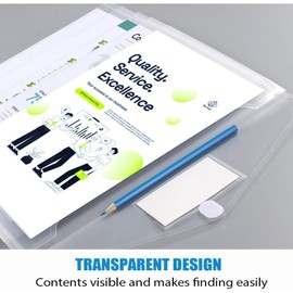 Sooez 24 Pack Plastic Envelopes Poly Envelopes, Clear Document Folders US Letter A4 Size File Envelopes with Label Pocket for School Home Work Office Organization, Clear