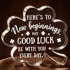 musaecoin New Job Gifts for Women, Good Luck Gifts, Inspirational Leaving Gifts Four-Leaf Clover Ornament with Motivational Quote, Encouragement Token for Colleagues Friends