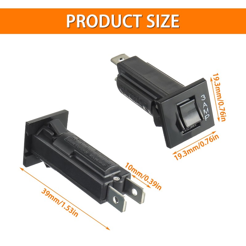 HUAREW W28-XQ1A-3 Thermal Circuit Breaker Fuse, 3 Amp 125/250VAC 50/60Hz