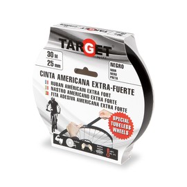 TARGET CTN3025 - Fabric Tape - Tubeless - 30 Metres x 25 mm - Bicycle - MTB - Mountain Bike - Duct Tape - Rim Tape - Bicycle Inner Tyre Tape - Wheel - Black
