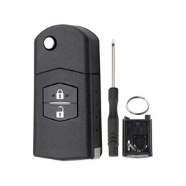Car Key Shell for Mazda 2 Buttons Key Flip Key Case Mazda 5 CW 2 DE 3 BK 6 SW BT-50 CX-9 CX-7 A with Screwdriver and Key Ring