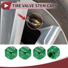 HEROFFIX 4 Pcs Decorative Tire Valve Stem Caps 12mm Tyre Valve Dust Covers for Most Cars Truck Green Aluminum Alloy