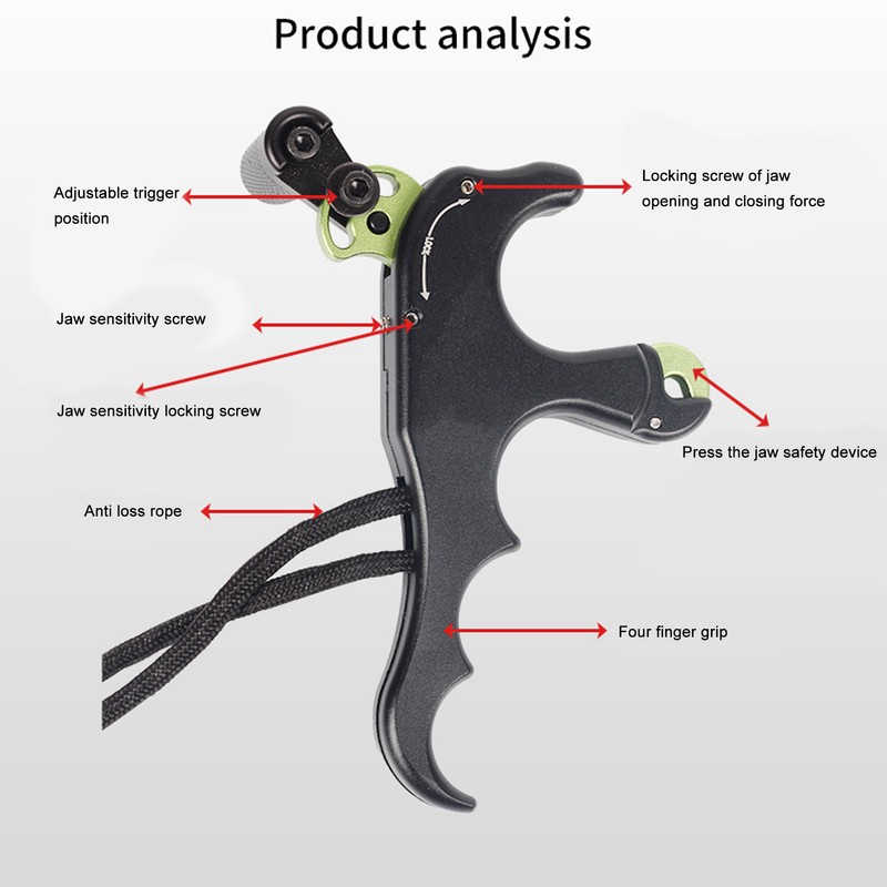 4 Finger Archery Release Aid Grip Adjustable Aluminum Alloy Compound