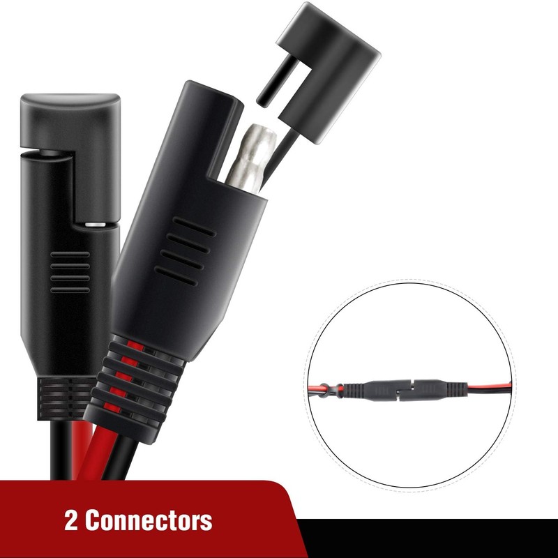 Nilight 2PCS 12FT SAE to SAE Extension Cable 16AWG 2