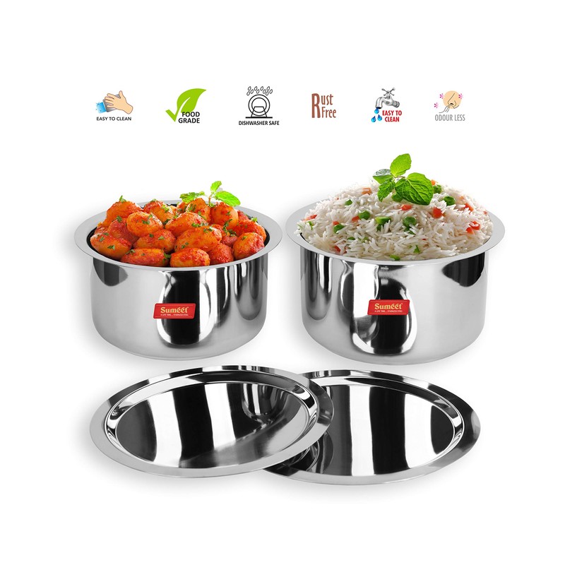 Sumeet Stainless Steel Cookware Set With Lid, 5.2 LTR to
