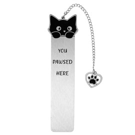 Cat Bookmark, Zinc Alloy Pet Book Marker for Women Cute Bookmark for Reading Women Bookish Gift for Cat Lovers Funny Animals Book Mark with Heart Pendent for Book Cat Lovers