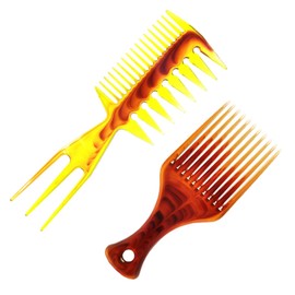 Beavorty 2pcs Large Toothed Comb Hair Styling Tool Wide Rake Slick Brush for Men