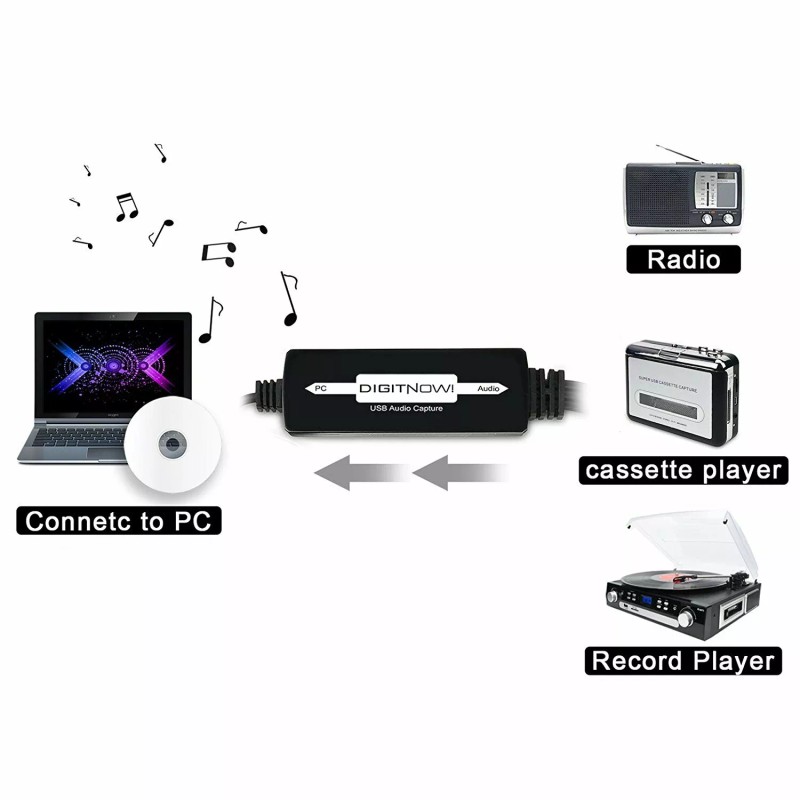 DIGITNOW! USB Audio Capture Card Grabber Vinyl Cassette Tape to