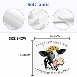 Black White Milk Cow Cloth Napkins Set of 4 Soft Sunflower Flower Playful Lovely Head Funny Polyester Dinner Square Napkin for Family Restaurant Weddings Parties 18 x 18 inch