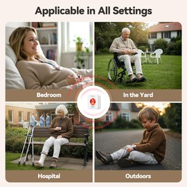 TECKNET Wireless Caregiver Pager, Wireless Call Bell for Elderly/Pregnant Woman at Home, 1 SOS Button + 1 Receiver, 500 ft Transmission, Help Alarm for Nurse Calling & Patient Assistance