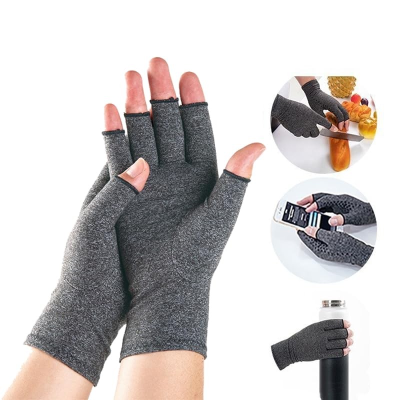 BrightGlow 2 Pairs Arthritis Compression Gloves Cycling Gloves Fingerless Padded
