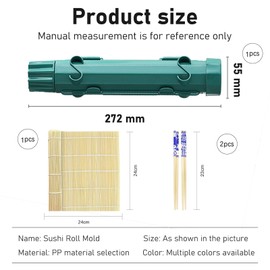 YSOOUA Sushi Maker Kit Portable Sushi Maker Bazooka Sushi Set with Rolling Mat Sticks Manual Shaping DIY Sushi Roller Tool for Beginners at Home (Black)