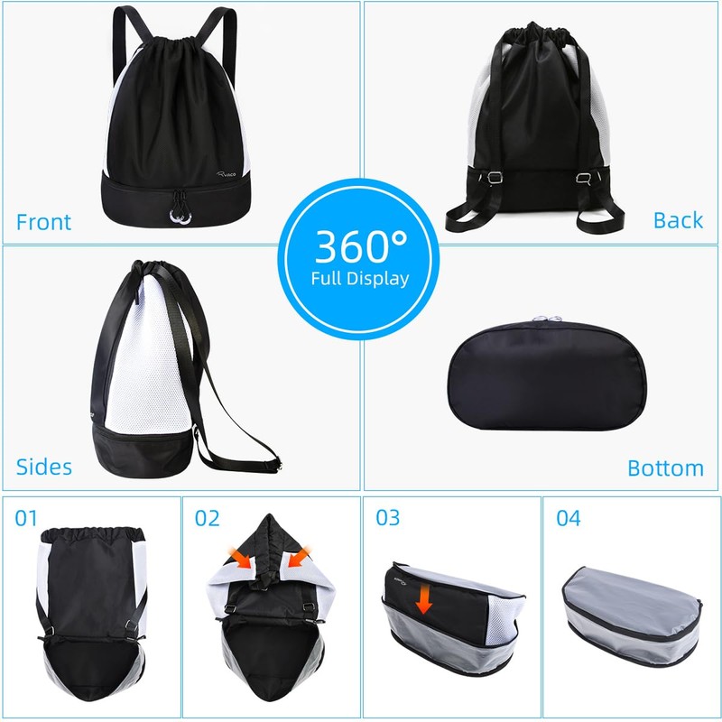 RYACO Drawstring Bags Drawstring Gym Bag Water-Resistant Sports Backpack, String