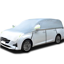 Guuffe Half Car Cover Car Cover for Sunshade Half Car Body Cover Snow Cover Waterproof Universal Silver with Cotton (SUV/MPV)