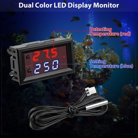 4 Pieces 12V Electronic Temperature Controller Programmable -50 to 110 Degree Celsius Heating/Cooling Thermostat Control Switch Module Ntc Waterproof Sensor Probe Dual Color LED Display Monitor