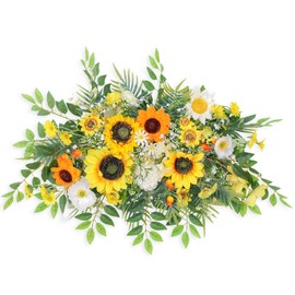 Odouzy Artificial Flowers, Wedding Decor，Flower Garland Be Suited to Banquet, Party, Reception Entrance Welcome Sign and Background Decoration (Sunflower)