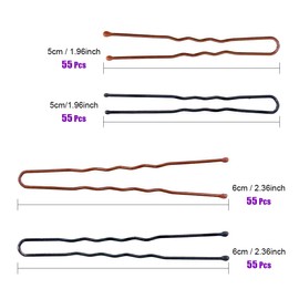 Swpeet 220Pcs 5cm 6cm U Shaped Hair Pins Kit, Professional U Shape Hair Pins for Women Girls and Hairdressing Salon Doubtless Bay with Clear Storage Box - Brown and Black