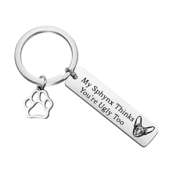 SEIRAA Sphynx Cat Keychain Hairless Cat Lover Gift My Sphynx