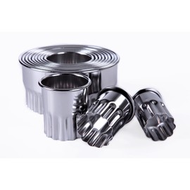 i enjoy + 12 Piece Cookie Cutter Flower Stainless Steel Wave Cercle Vegetable Cara Valve Glue Cutter for Making Dumplings and Packets