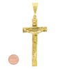The Bling Factory Large 14K Gold Plated Wood-Textured Jesus Crucifix