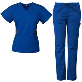 Medgear Conjunto de 12 bolsillos para mujer con detalle de broche plateado y ribete en contraste, Royal, XL