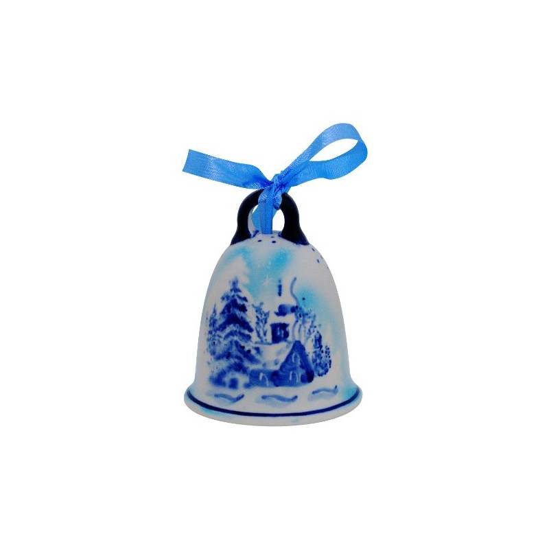 Bunzlauer ceramic bell small with winter landscape in DU11 design