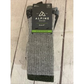 Alpine Design Crew Cut Merino Wool Hiking Socks Grey Black Blue Green LG 8-12