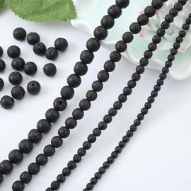 Apocalyptic-K Women's 925 Sterling Silver/Gold Anklet, │4MM│9-12 in│，Natural Stone Anklet, Hand Woven Anklet (Size Adjustable) (Vulkangestein，4MM)