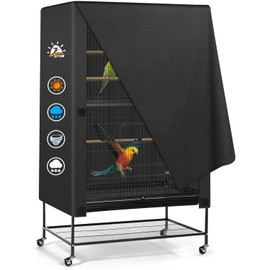 Zettum 19 Inch Bird Cage Cover - 600D PU Birdcage Covers Heavy Duty Blackout cover Good Night Bird Cage Covers for Macaw Budgies Parakeets Lovebirds Parrot Cage Cover - 48 x 48 x 101 CM