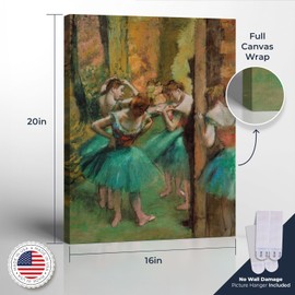 Fine Art Oil Painting, Degas Wall Art, Dancer Pictures, Dancers in Pink and Green Canvas Print, Impressionist Wall Art, Ready To Hang for Living Room Home Wall Decor, C2421-16x20