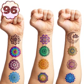 Generic 100PCS Mandala Temporary Tattoos - Indian Decorations Themed Stickers for Boys and Girls Birthday Party Supplies, Decorations, Favors, and Prizes - Cute Gifts, Gold