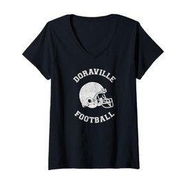 Womens Doraville Football Distressed 1980's Retro P.E.Dept Style V-Neck T-Shirt