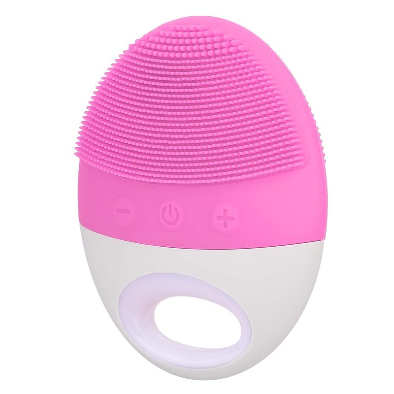 Electric Ultrasonic Silicone Cleansing Device Facial Cleaner Beauty Instrument (Pink)