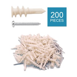 IMScrews 200pcs Plastic Self Drilling Drywall Anchors with Screws Assortment Kit, 13x42mm