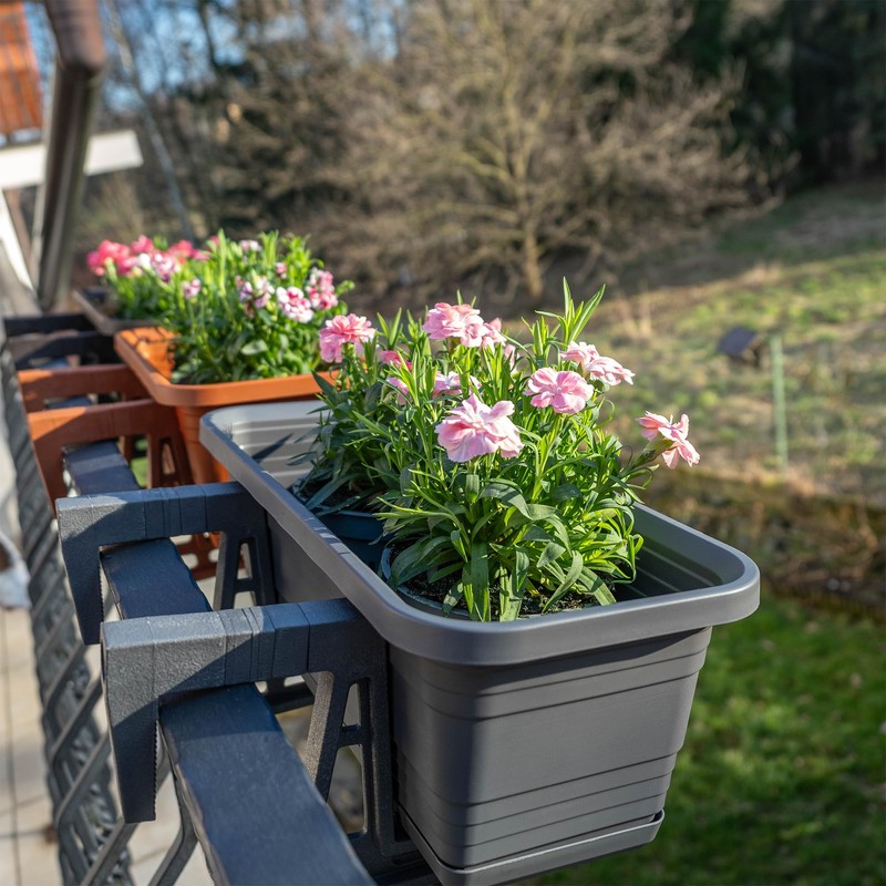 KADAX Plastic Balcony Box Holder, Flower Box Holder, No Drilling,
