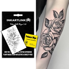 INKARTLINK Semi Permanent Tattoo, Temporary Tattoo, party tattoo, beautiful and realistic design, fun tattoo experience, cruelty-free, non-reflective, waterproof (Flower 12)