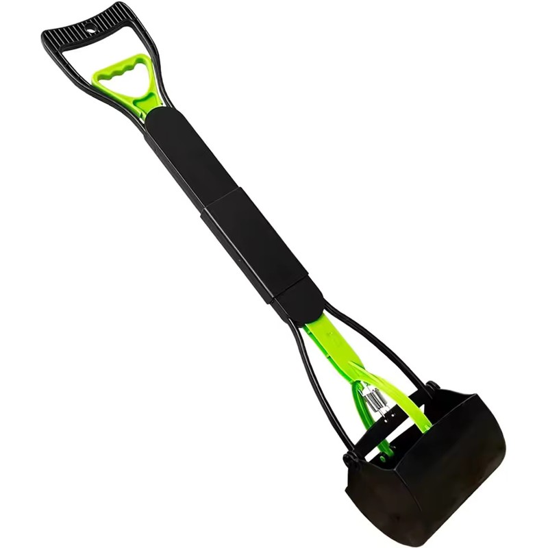 23.6-Inch Folding Dog Pooper Scooper with Long Handle, Spring-Loaded Claw