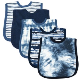 HonestBaby - Organic cotton bib for babies and children, Pack of 5 Blue Tie Dye, One size