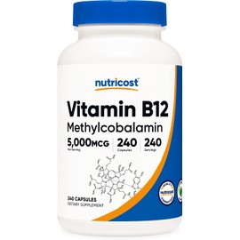 [Japanese Vitamin Supplements] Nutricost Vitamin B12 (Methylcobalamin) 5000mcg 240 Capsules Non-GMO Gluten Free