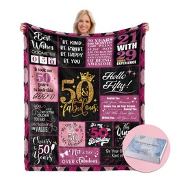50 Birthday Gifts for Women, 50th Birthday Blanket with Gift Box, 50th Birthday Decorations Gift Ideas for Her, 50 Year Old Gifts for Women Turning 50 and Fabulous 80''x60''