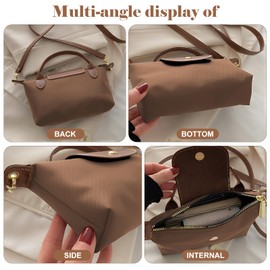 Mini Crossbody Bag, Handbags Purses with Adjustable Strap for Women Shoulder Bag Retro Compact Clutch Small Satchels Tote Bag (Khaki)