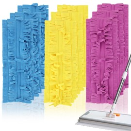 YAYODS 9 Pack Power Mop Refill Pads for Swiffer Powermop Multi-Surface Mops and Wood Mops, Reusable & Washable Microfiber Power Mop Pads for All Types of Floor Cleaning(3 Yellow+3 Purple+3 Blue)