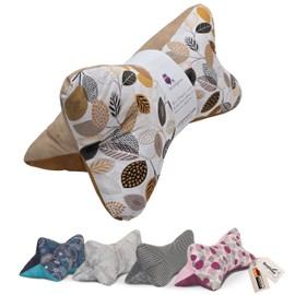 Leseknochen Nackenkissen Ausgefallen bequem und waschbar! Handgestopft und genäht in Deutschland - Nutzbar als Nackenrolle Kissen Nackenrolle (Blätter Ocker)