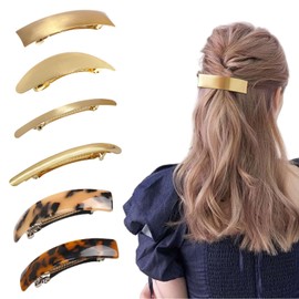 AstraGlam Women's Hair Clip Set, Golden Women's Hair Clips, Metallic Flat Hair Clips, Real Tortoiseshell Style Retro Golden Hair Clips, French Clip-style Hair Clips for Women, Suitable for All Hair